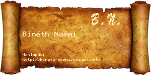 Binéth Noémi névjegykártya